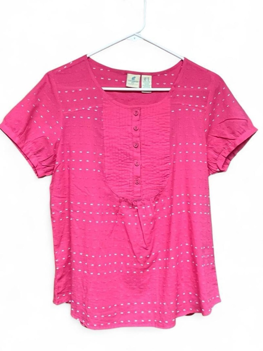Caribbean Joe Embroidered Short Sleeve Cotton Top Size Medium